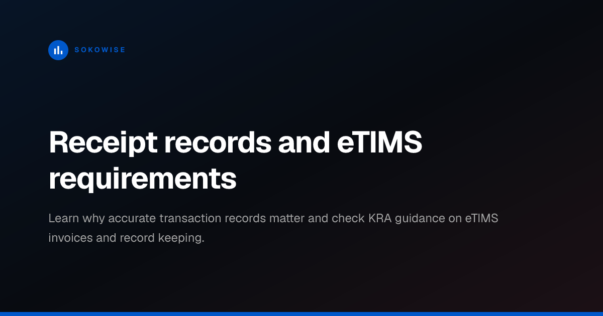 Receipt records and eTIMS requirements